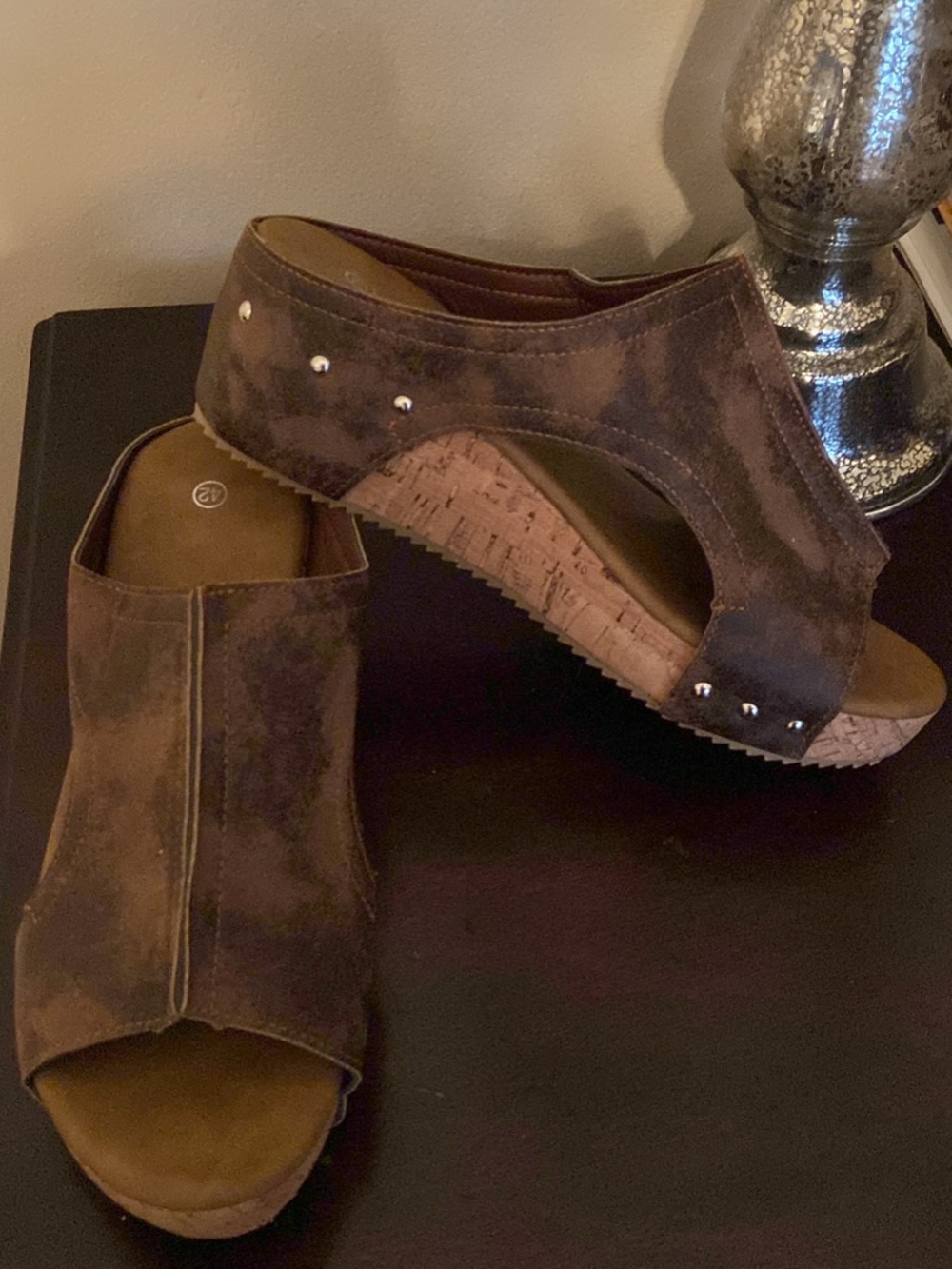 Women's Brown Suede Open-Toe Wedge Sandals